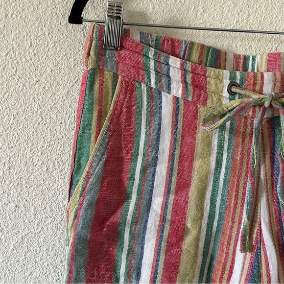 For Cynthia Linen Blend Pants Small Multicolored Vacation Cruise Beach Resort - Picture 9 of 12